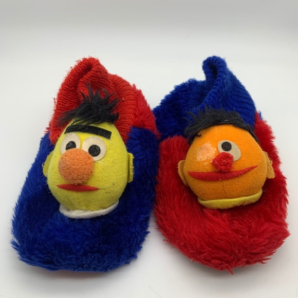 Vintage 80s Sesame Street Ernie and Bert Retro Baby Slippers Jim Henson - Picture 1 of 16